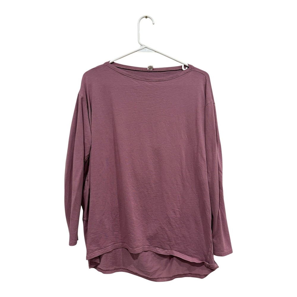 Lululemon‎ Back in Action Long Sleeve Shirt Pima Cotton Mauve Plum Size 8